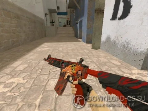 Модель HD M4A4 «Howl» с наклейками для CS 1.6
