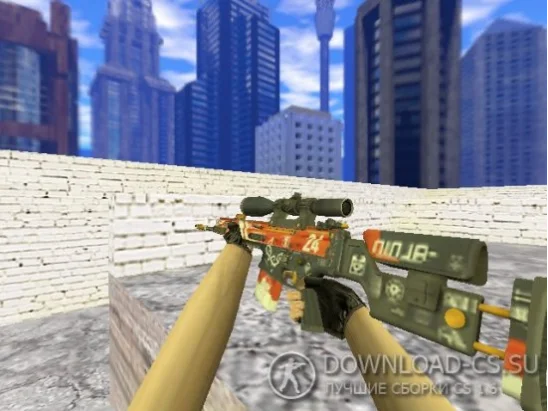 Модель SCAR-20 «Bloodsport» с анимацией осмотра для CS 1.6