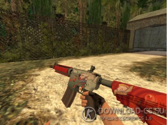 Модель HD M4A4 «Bullet Rain» с наклейками для CS 1.6