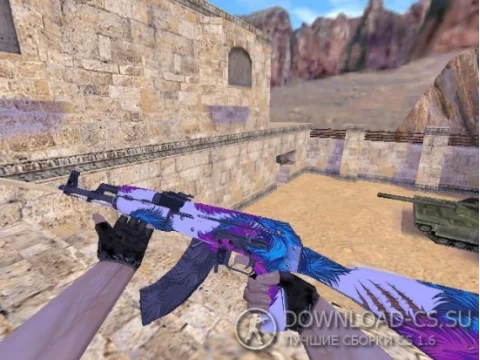 Модель HD AK-47 «Blue Wolf» с анимацией осмотра для CS 1.6