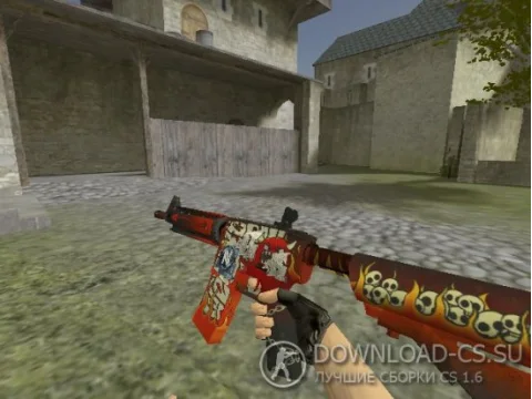 Модель HD M4A4 «Hellfire» с наклейками для CS 1.6