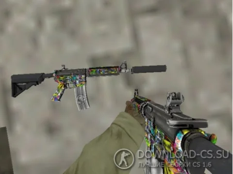 Модель M4A4 «Sticker Bomb» для CS 1.6