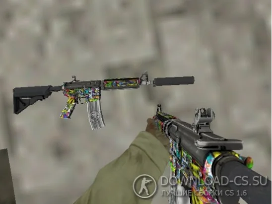 Модель M4A4 «Sticker Bomb» для CS 1.6