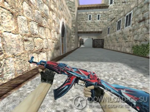 Модель AK-47 «Буйство красок» с анимацией осмотра для CS 1.6