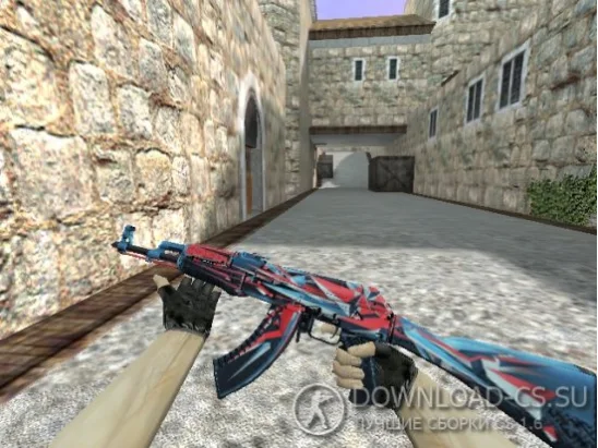 Модель AK-47 «Буйство красок» с анимацией осмотра для CS 1.6