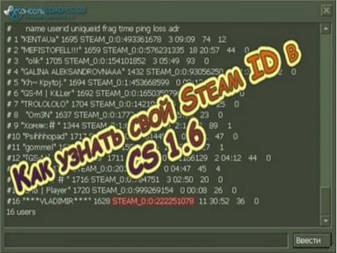 Как узнать свой Steam ID в CS 1.6