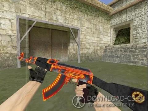 Модель HD AK-47 «Heat» с анимацией осмотра для CS 1.6