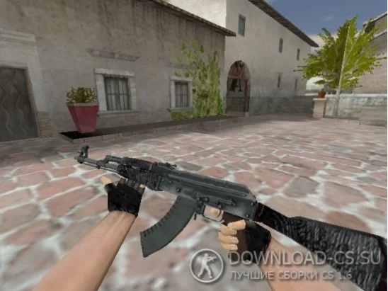 Модель AK-47 «Черный Ламинат» с анимацией осмотра для CS 1.6
