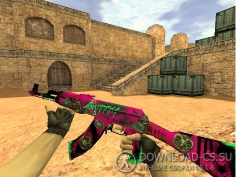 Модель HD AK-47 «Neon Revolution» с наклейками для CS 1.6